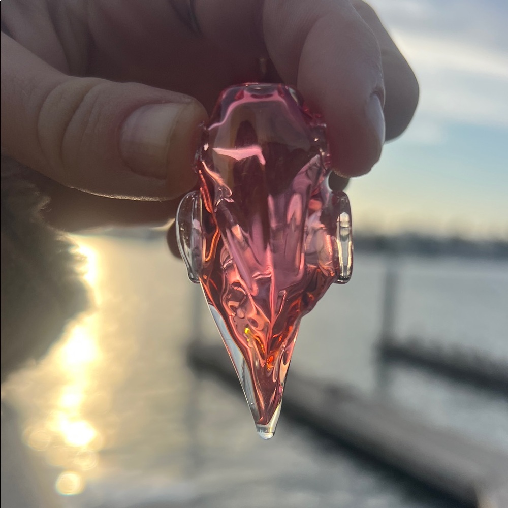 Hand-Blown Pink Glass Pendant Necklace